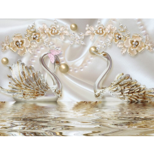  Media "Hattyú, arany virágok" fotótapéta, 220 x 135 cm tapéta, díszléc és más dekoráció