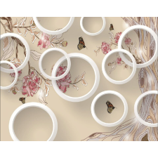  MÉDIA tapéta, pillangó, virágok és körök matrica, 220 x 135 cm tapéta, díszléc és más dekoráció