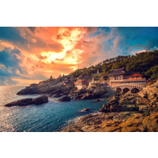  MÉDIA tapéta, tengerpart 71 naplemente templommal modell, 220 x 135 cm tapéta, díszléc és más dekoráció