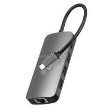 Media-Tech USB-C HUB PRO 8in1 LAN, HDMI, kártyaolvasó, PD (MT5044) bankkártya olvasó