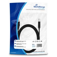 MediaRange MRCS103 USB-A apa - USB-B apa 2.0 Adat és töltő kábel - Fekete (3m) kábel és adapter
