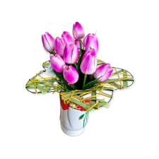 medvés Tulipán csokor 5 virággal dekoráció