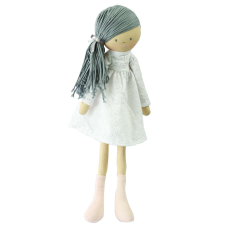 Megan Md-szürke hosszú haj/fehér ruhában , 80 cm baba