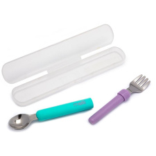 Melii Gyermekvilla és kanál tokkal - kék/rózsaszín (790693112004) tányér és evőeszköz