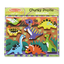 Melissa &amp; Doug Fa készségfejlesztő játék, Könnyen megfogható puzzle, dínók puzzle, kirakós