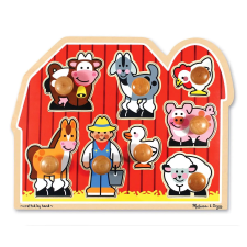 Melissa & Doug Fa készségfejlesztő játék, Puzzle fogantyúval, farm puzzle, kirakós