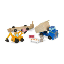 Melissa & Doug Játékkészlet Fa építőipari gépek autópálya és játékautó