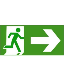  Menekül jobbra - utánvilágító műanyag, 300*150 információs tábla, állvány