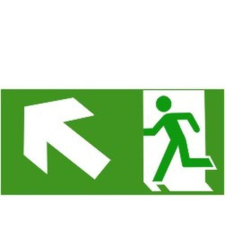  Menekül lépcsőn balra fel - öntapadó, 300*150mm információs tábla, állvány