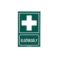 Mentődoboz, elsősegélyhely PVC tábla (16x25 cm) elsősegély