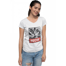  MEOW - Női V Nyakú Póló