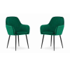 Mercaton 2 db konyhai/nappali szék, Mercaton, Lugo, bársony, fém, zöld és fekete, 57.5x56.5x86.5 cm, 57.5x56.5x86.5 cm