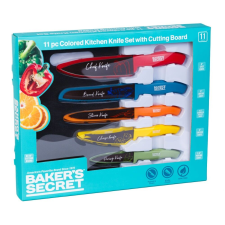 Mercaton 5 színes konyhakés készlet vágódeszkával Baker's Secret kés és bárd