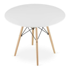Mercaton Asztal skandináv stílus, Mercaton, kerek, MDF és fa, fehér, 100x72 cm bútor