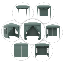 Mercaton Camping pavilon, fémvázas, 4 falú, összecsukható, zöld, 2x2x2,4 m kerti bútor