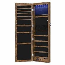 Mercaton Faliszekrény tükörrel ékszerekhez, Mercaton, Farostlemez, alsó polc, rusztikus barna, 37x10x120 cm bútor