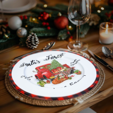 Mercaton Fém karácsonyi tálca - autó - fehér - 33 cm konyhai eszköz