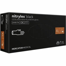 Mercator Medical Zrt Gumikesztyű Mercator Nitrylex nitril PÚDER NÉLKÜLI, FEKETE "XL" 100db/doboz, 10doboz/karton