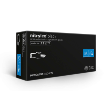 Mercator Nitrylex fekete púdermentes kesztyű (100 db/doboz) - M méret védőkesztyű