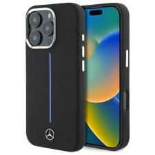 Mercedes Case Szilikon Kék Csík Magsafe Tokhoz Iphone 16 Pro Fekete tok és táska