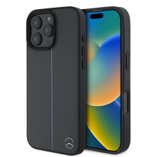 Mercedes Leather Blue Stripe MagSafe tok iPhone 16 Pro készülékhez antracit szürke (906311) tok és táska