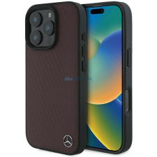 Mercedes MEHMP16L23RBGVR MB Wood Imitation Leather MagSafe keménytok iPhone 16 Pro - piros tok és táska