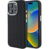 Mercedes MEHMP16L23SUVSK Silicone Vertical Tonal Stripes Magsafe-Kompatibilis Keménytok iPhone 16 Pro - Fekete (MEHMP16L23SUVSK)