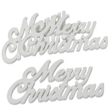  Merry Christmas felirat fa fehér 15cm 3db-os dekorációs kellék