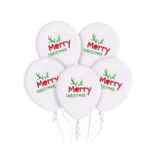  Merry Christmas, Karácsony léggömb, lufi 5 db-os 12 inch (30cm) party kellék