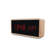 merystyle Digitális óra LED kijelzővel - Bambusz hatású - MS-496 ébresztőóra