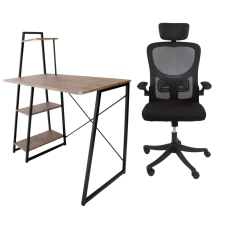 Messa íróasztal szett - Sötét tölgy + APA PRO szék Fekete íróasztal