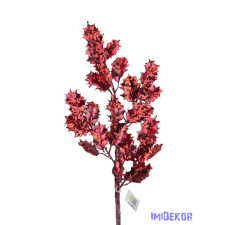  Metál flitteres magyal ág - Bordó dekorációs kellék