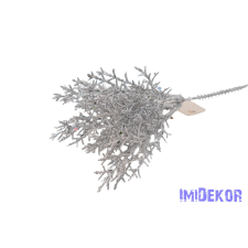  Metál flitteres műzöld pick 24cm - Ezüst dekorációs kellék