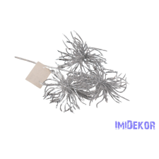  Metál kócos hagymás fejű pick 23cm - Ezüst dekorációs kellék