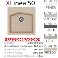 METALAC Linea 50 XGranit Pezsgő mosogató 500x500/200mm 189158 mosogatótálca