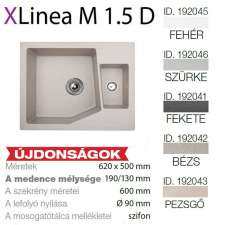 METALAC Linea M 1.5 D XGranit Bézs mosogató 620x500/ 190/130mm 192042 mosogatótálca