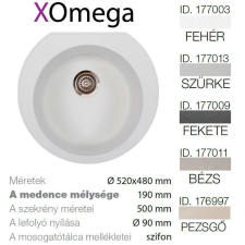 METALAC Omega XGranit Fehér mosogató 520x480/190mm 177003 mosogatótálca