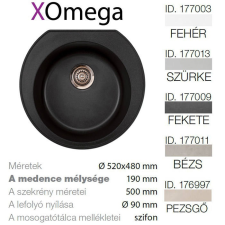METALAC Omega XGranit Fekete mosogató 520x480/190mm 177009 mosogatótálca