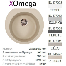 METALAC Omega XGranit Pezsgő mosogató 520x480/190mm 176997 mosogatótálca