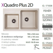 METALAC Quadro plus 2D XGranit Pezsgő mosogató 780x500/195/195mm 175433 mosogatótálca