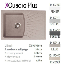 METALAC Quadro Plus XGranit Bézs mosogató 770x500/190mm 137412 mosogatótálca