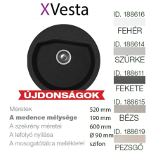 METALAC Vesta XGranit Fekete mosogató 520x600/190mm 188611 mosogatótálca