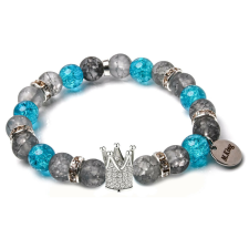  Metallic Sky Kingdom – Hegyikristály ásvány karkötő Korona dísszel, dobozban karkötő