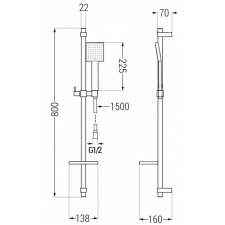 Mexen Aries DQ45 kád készlet, Arany - 744803DQ45-50 fürdőkellék