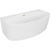Mexen Bruna szabadon álló fal melletti kád 150 x 82 cm, fehér fényes, zuhanyzó arany kefe - 52731508200-55