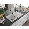 Mexen Cesar  konyhai mosogató gránit 1 medence+csepegtetö+ pop up szifon  775 x 470 mm, fehér , szifon  fekete  - 6514771010-20-B 1 medencés