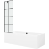 Mexen Cube 170 x 80 cm-es téglalap alakú kád burkolattal és 1-szárnyú paravánnal, fekete mintával - 550517080X9506007077