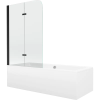 Mexen Cube 180 x 80 cm téglalap alakú kád burkolattal és 2 szárnyas kádparavánnal 80 cm, Átlátszó, Fekete - 550518080X9008027000