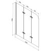 Mexen Cube 180 x 80 cm téglalap alakú kád burkolattal és 3 szárnyas kádparavánnal 120 cm, Átlátszó, Króm - 550518080X9012030100