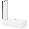 Mexen Cube téglalap alakú kád 170 x 80 cm burkolattal és 1-szárnyú paravánnal 60 cm, fekete mintával